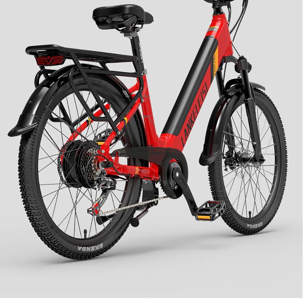 LANKELEISI ES500PRO Electric Bike 500W Motor 48V 14.5Ah Battery 24'' Tire 32km/h Max Speed Shimano 7 Speed Gear - Grey