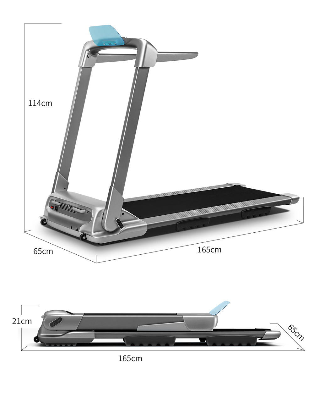 XQIAO OVICX Q2S Plus Smart Folding Walking Running Machine Ultra-Thin Treadmill Gym Equipment With Smart Deceleration, APP KINOMAP & ZWIFT Video/Coach, LED Display From Xiaomi Youpin - EU Version