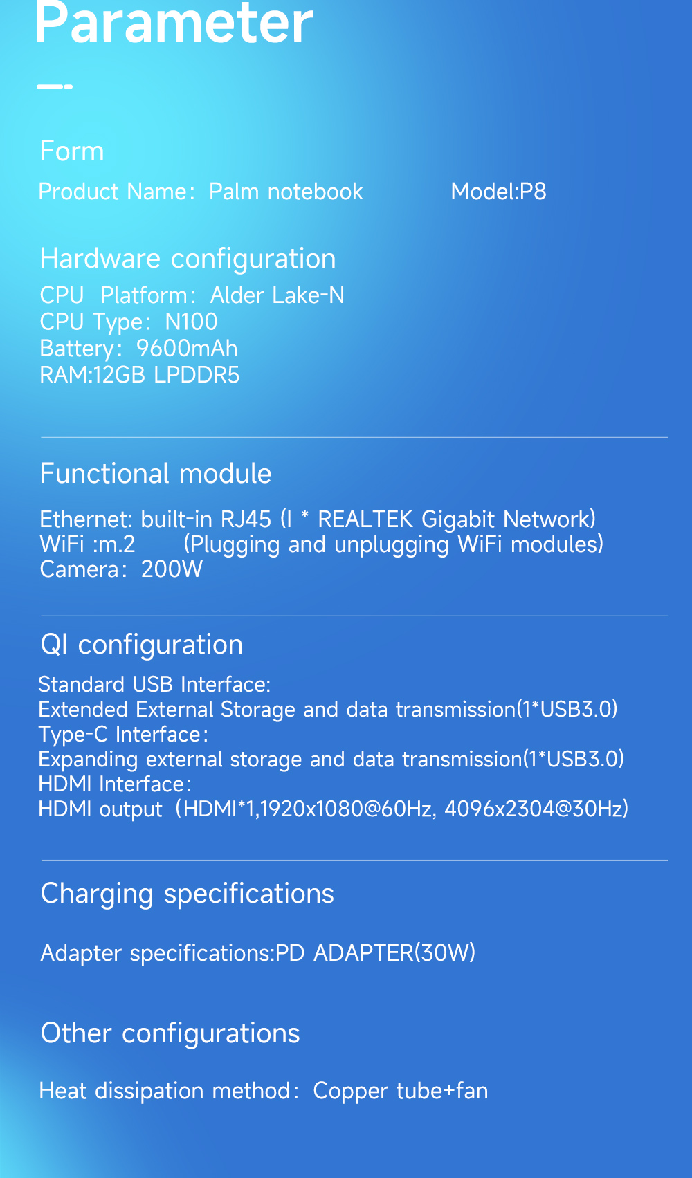 Meenhong P8 2 in 1 Laptop 8in Intel 12th Alder Lake N100 Quad Core up to 3.4GHz, 12GB LPDDR5 512GB SSD, Windows 11 Pro, WiFi6, Bluetooth 5.2 - US