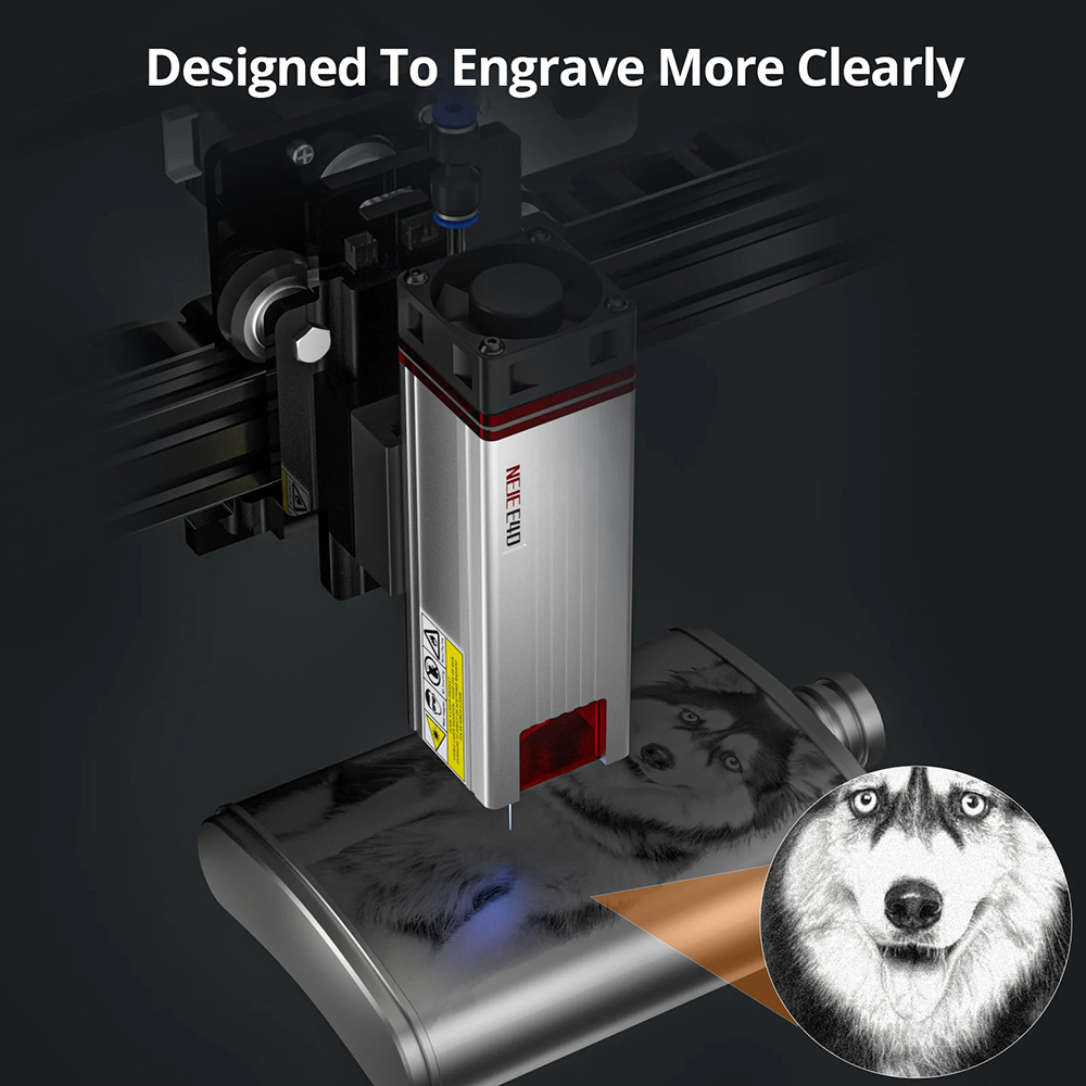 NEJE E40 11W Laser Module, Dual Beams, Built-in High Pressure Air Assist, Designed for Laser Cutting