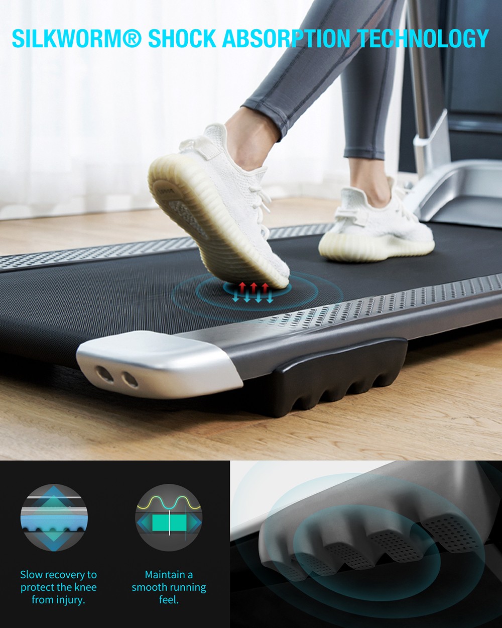 XQIAO OVICX Q2S Plus Smart Folding Walking Running Machine Ultra-Thin Treadmill Gym Equipment With Smart Deceleration, APP KINOMAP & ZWIFT Video/Coach, LED Display From Xiaomi Youpin - EU Version