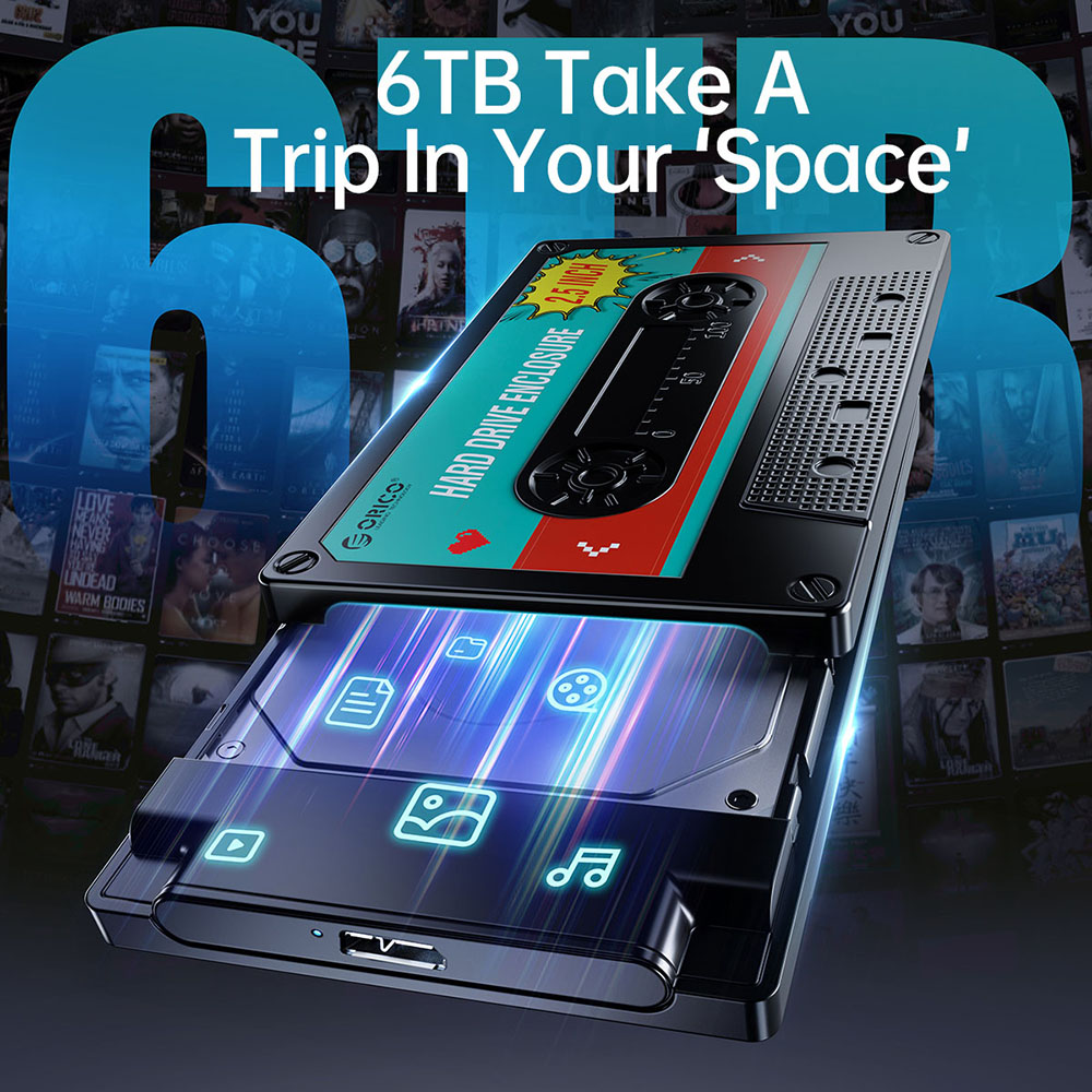 ORICO 2.5'' Hard Drive Enclosure SATA to USB3.0 DIY Sticker External HDD Enclosure for 7/9.5mm HDD SSD, Portable Hard Drive Case with UASP