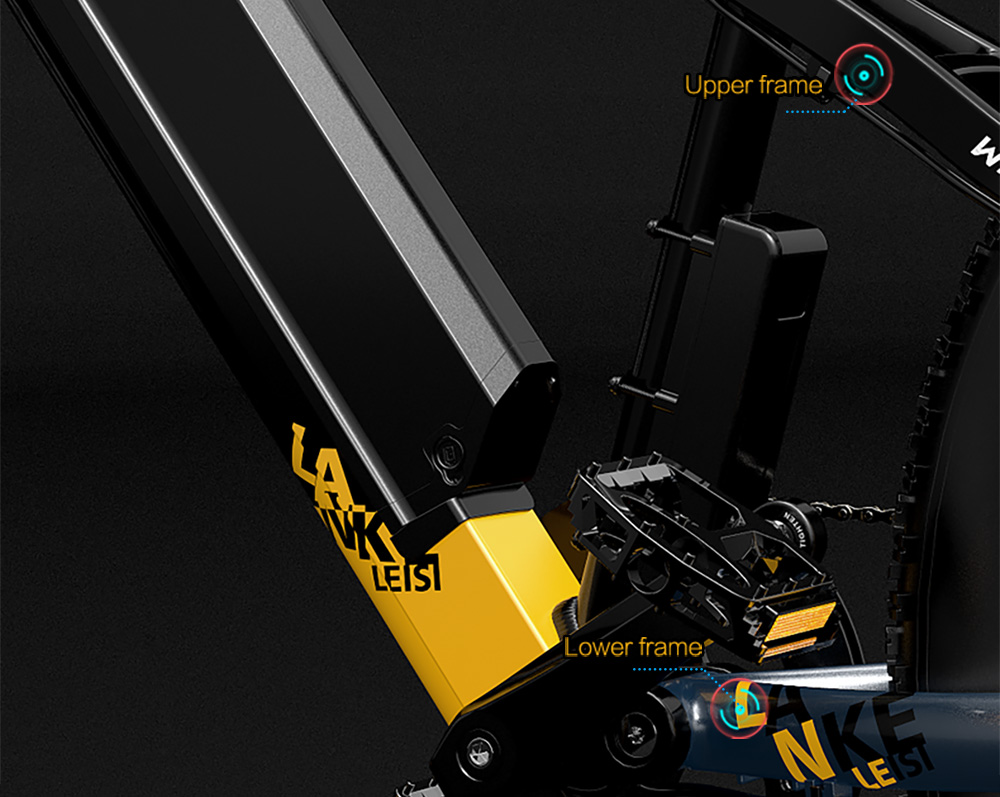 LANKELEISI RV700 Electric Bike 26*4.0 Inch Fat Tire 16Ah 48V 1000W 42Km/h Max Speed Max Load 150KG - Black Yellow