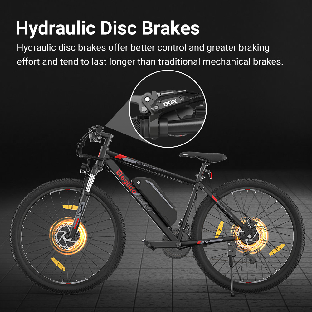 2PCS Eleglide M2 Electric Bike 27.5 inch Pneumatic Rubber Tire 250W Motor 25km/h Speed 36V 15Ah Battery 125km Range 120kg Load Shimano 24-Speed Gear Hydraulic Disc Brakes with APP Control Electric Bicycle