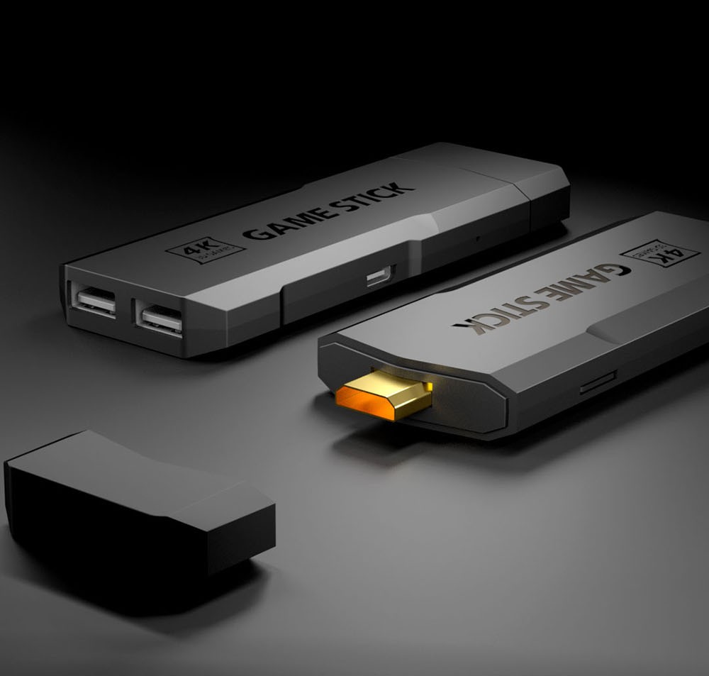 AMPOWN GD20 Game Stick with 2 Wireless Game Console, Emuelec 4.3, 64GB TF Card 40000+ Games, 4K HDMI Output