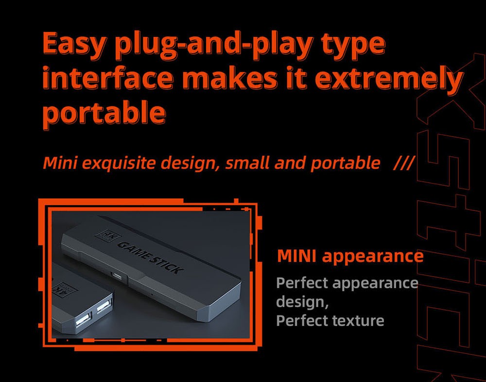 AMPOWN GD20 Game Stick with 2 Wireless Game Console, Emuelec 4.3, 64GB TF Card 40000+ Games, 4K HDMI Output