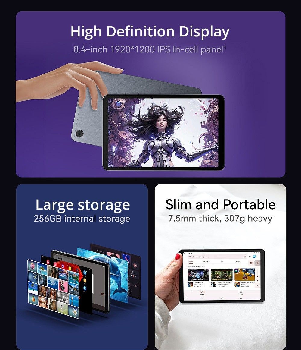 (Buy & Get Bundled Gifts)  AllDOCUBE iPlay 50 Mini Pro 4G Tablet with MTK 6789 G99 8GB RAM 256GB ROM 5MP Front Camera 13MP Rear Camera 5G WiFi Android 13