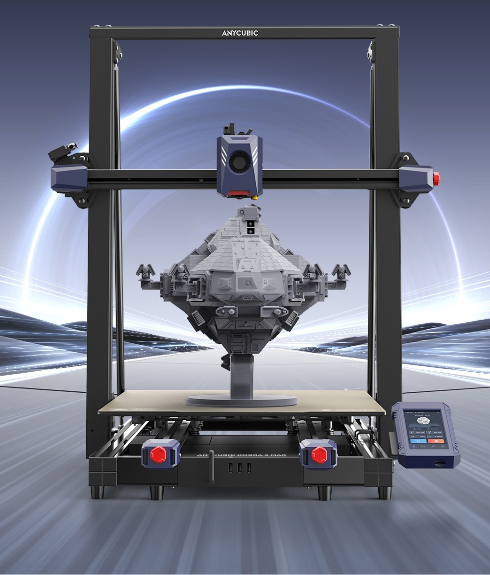 Anycubic Kobra 2 Max 3D Printer, 49-Point Auto Leveling, 500mm/s Max Printing Speed, Direct Extruder, 32-bit Silent Motherboard, Filament Detection, Cooling Fan, APP Control, 420x420x500mm - EU Plug