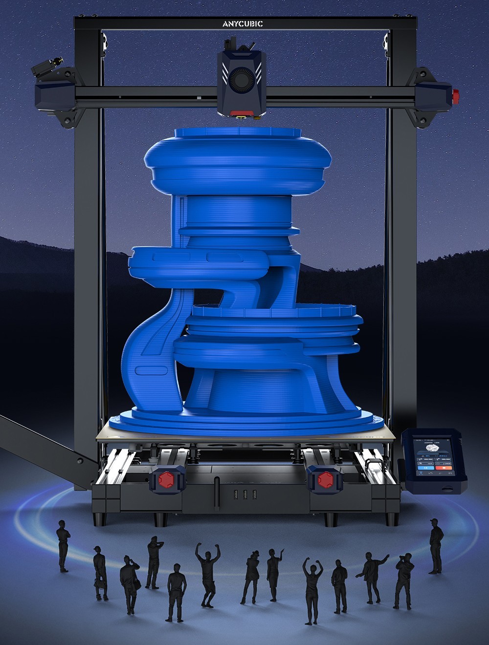 Anycubic Kobra 2 Max 3D Printer, 49-Point Auto Leveling, 500mm/s Max Printing Speed, Direct Extruder, 32-bit Silent Motherboard, Filament Detection, Cooling Fan, APP Control, 420x420x500mm - EU Plug