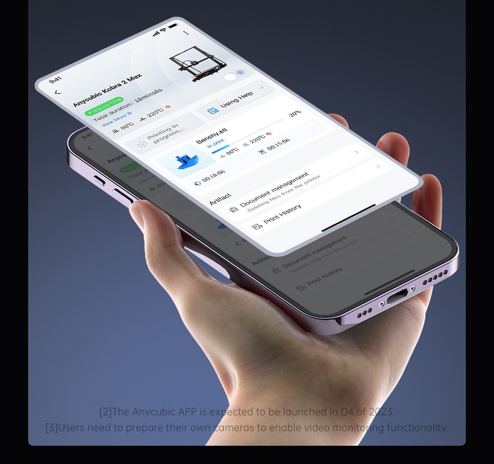 Anycubic Kobra 2 Max 3D Printer, 49-Point Auto Leveling, 500mm/s Max Printing Speed, Direct Extruder, 32-bit Silent Motherboard, Filament Detection, Cooling Fan, APP Control, 420x420x500mm - EU Plug