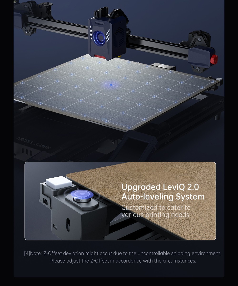 Anycubic Kobra 2 Max 3D Printer, 49-Point Auto Leveling, 500mm/s Max Printing Speed, Direct Extruder, 32-bit Silent Motherboard, Filament Detection, Cooling Fan, APP Control, 420x420x500mm - EU Plug