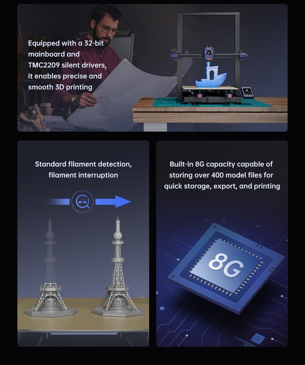 Anycubic Kobra 2 Max 3D Printer, 49-Point Auto Leveling, 500mm/s Max Printing Speed, Direct Extruder, 32-bit Silent Motherboard, Filament Detection, Cooling Fan, APP Control, 420x420x500mm - EU Plug