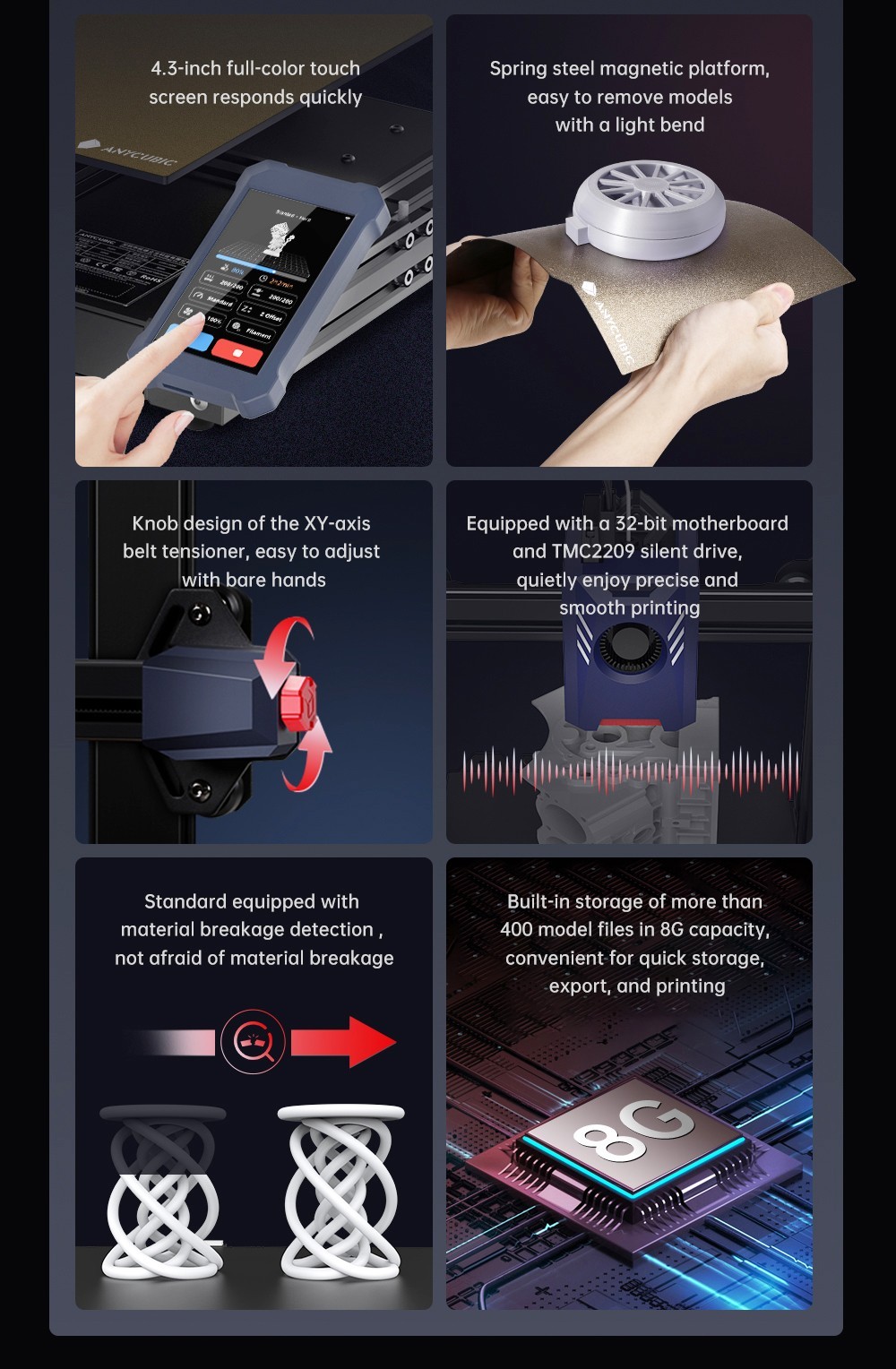 Anycubic Kobra 2 Pro 3D Printer, 25-Point Auto Leveling, 500mm/s Max Printing Speed, Direct Extruder, 32-bit Silent Motherboard, Filament Detection, Cooling Fan, APP Control, 220x220x250mm - EU Plug