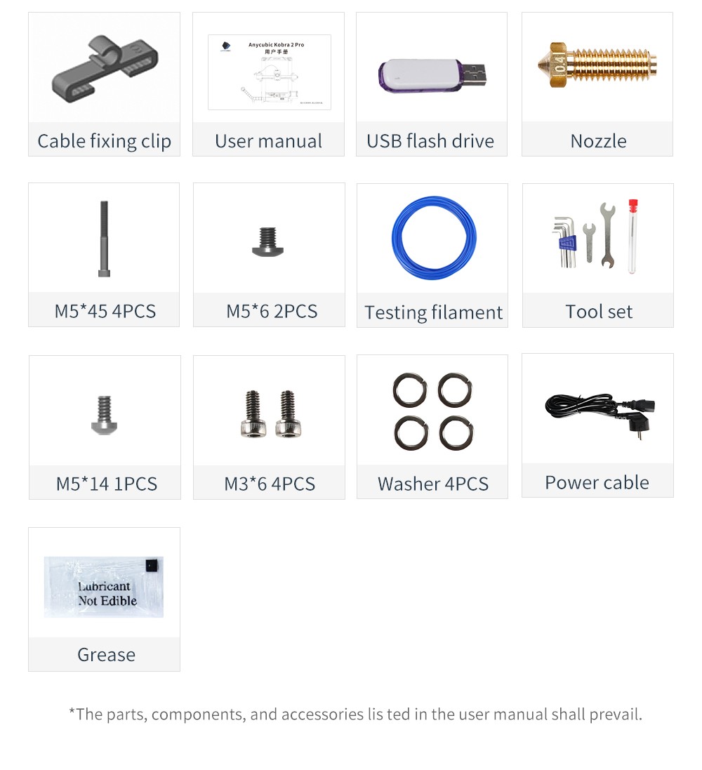 Anycubic Kobra 2 Pro 3D Printer, 25-Point Auto Leveling, 500mm/s Max Printing Speed, Direct Extruder, 32-bit Silent Motherboard, Filament Detection, Cooling Fan, APP Control, 220x220x250mm - EU Plug