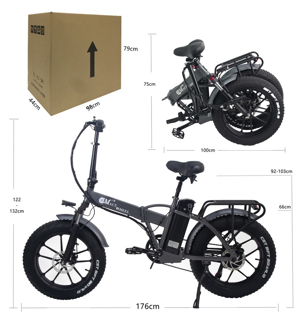 CMACEWHEEL GW20 Electric Bike with Front Basket 20*4.0 inch CST Tire 750W Motor 40km/h Max Speed 15Ah Battery