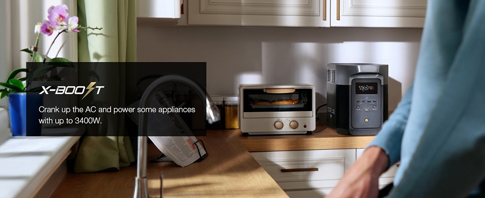 EcoFlow DELTA 2 Max Portable Power Station, 2048Wh LiFePO4 Solar Generator, 2400W AC Output, 3400W X-Boost, Expandable to 6KWh, App Control, 15 Outlets, Support WiFi & Bluetooth