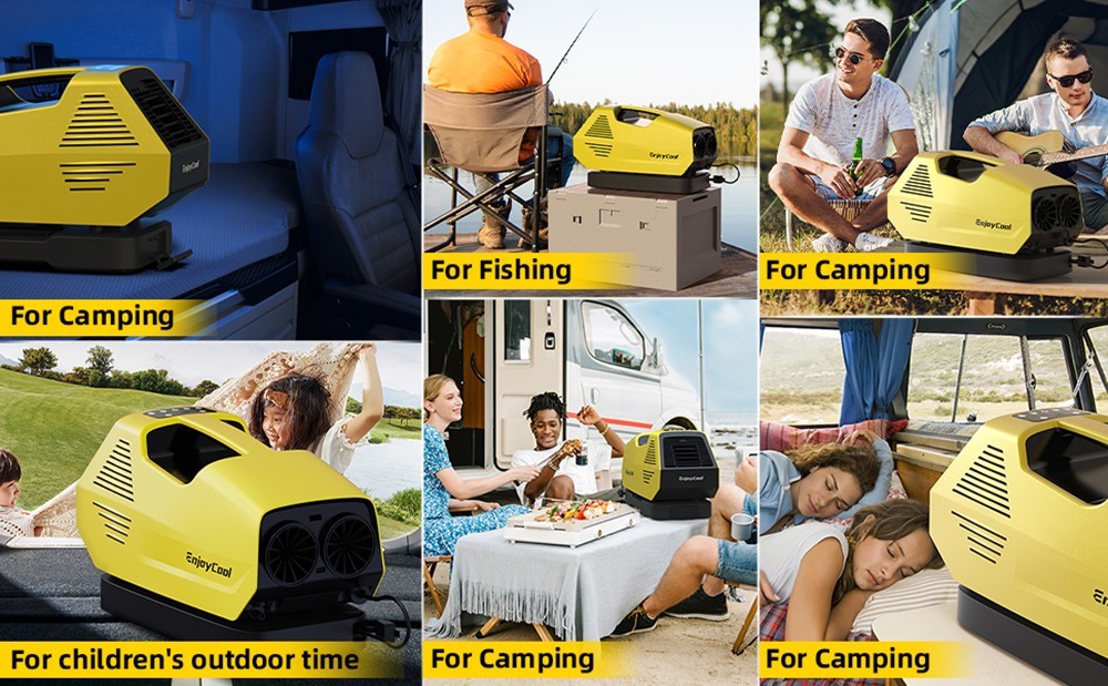 EnjoyCool Link2 Portable Outdoor Air Conditioner, 2380 BTU Cooling Fan, 4 Modes, Low Noise, Remote Control