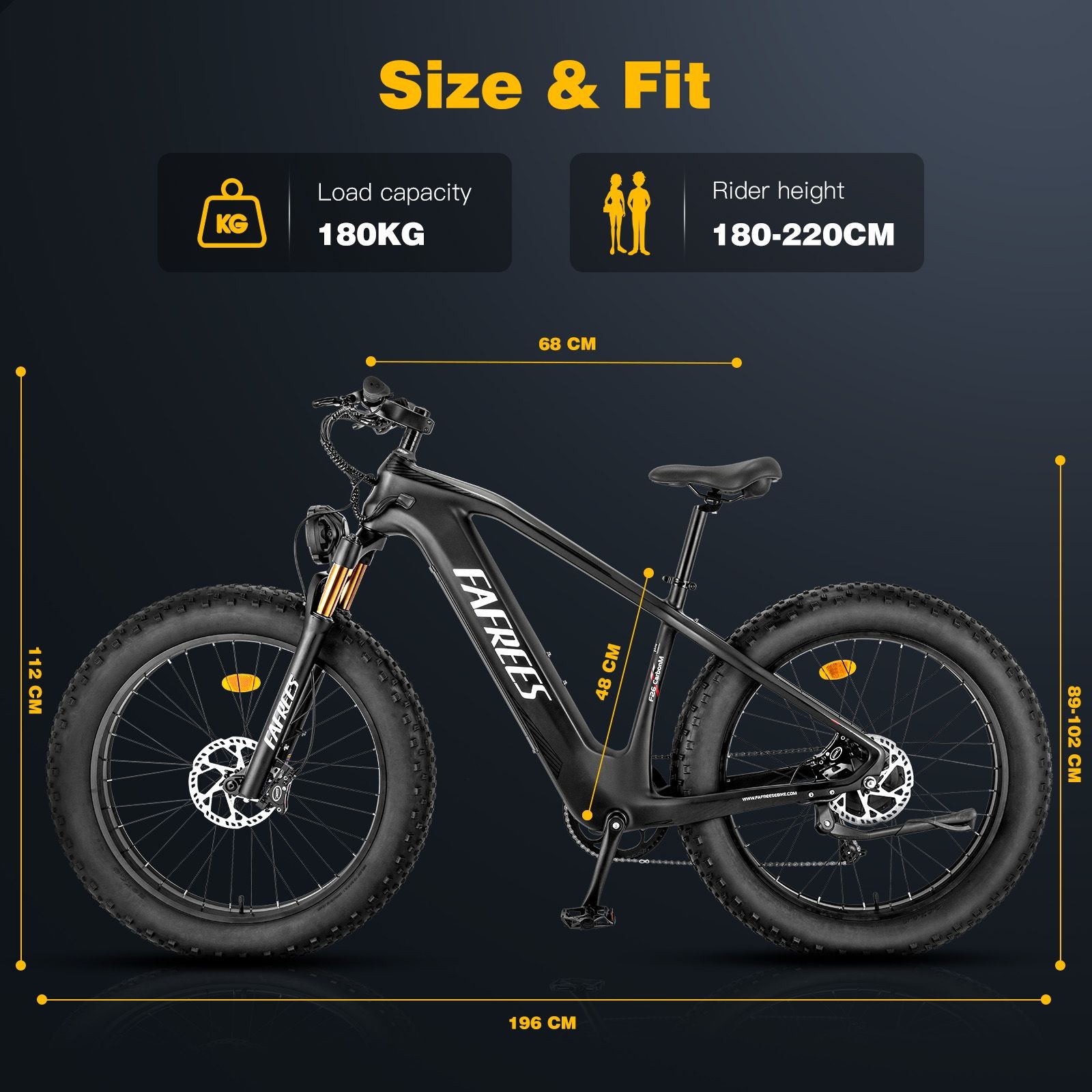 Fafrees F26 Carbon M E-bike 26*4.8 inch Air Tire 1000W Rear Drive 25km/h Max Speed 48V 22.5Ah Battery 120-140km Assist Range