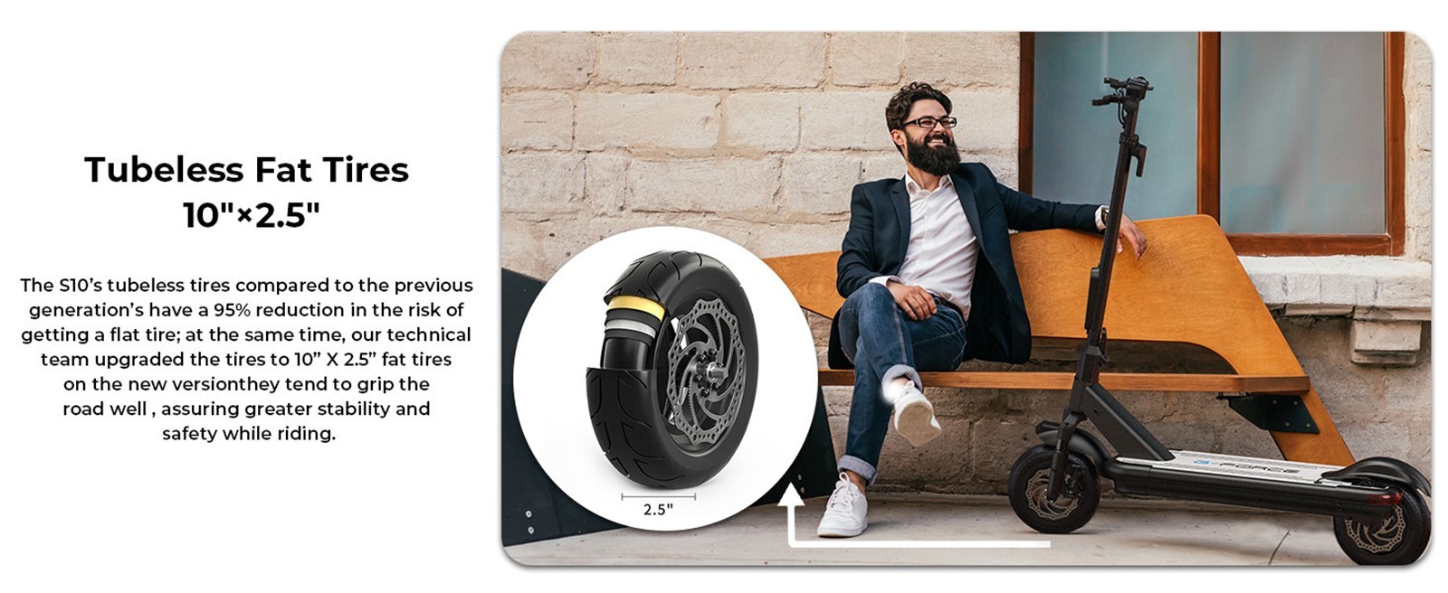 G-FORCE S10 Electric Scooter 500W Brushless Gear Hub Motor 33km/h Max Speed 48V 12Ah Lithium Battery 48km Range