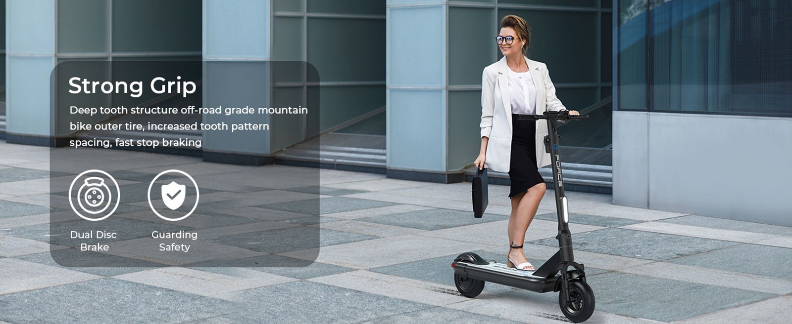 G-FORCE S10 Electric Scooter 500W Brushless Gear Hub Motor 33km/h Max Speed 48V 12Ah Lithium Battery 48km Range