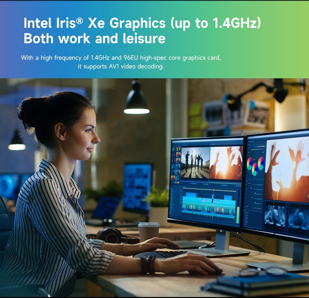 GMK M2 Mini PC 11th Generation Intel Core i7-11390H, 16GB DDR4 1T SSD, Windows 11 Pro, WiFi 6, 4K Output - EU