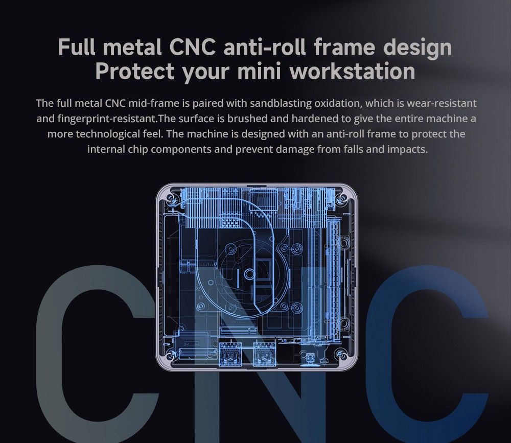 GMK M2 Mini PC 11th Generation Intel Core i7-11390H, 16GB DDR4 1T SSD, Windows 11 Pro, WiFi 6, 4K Output - EU