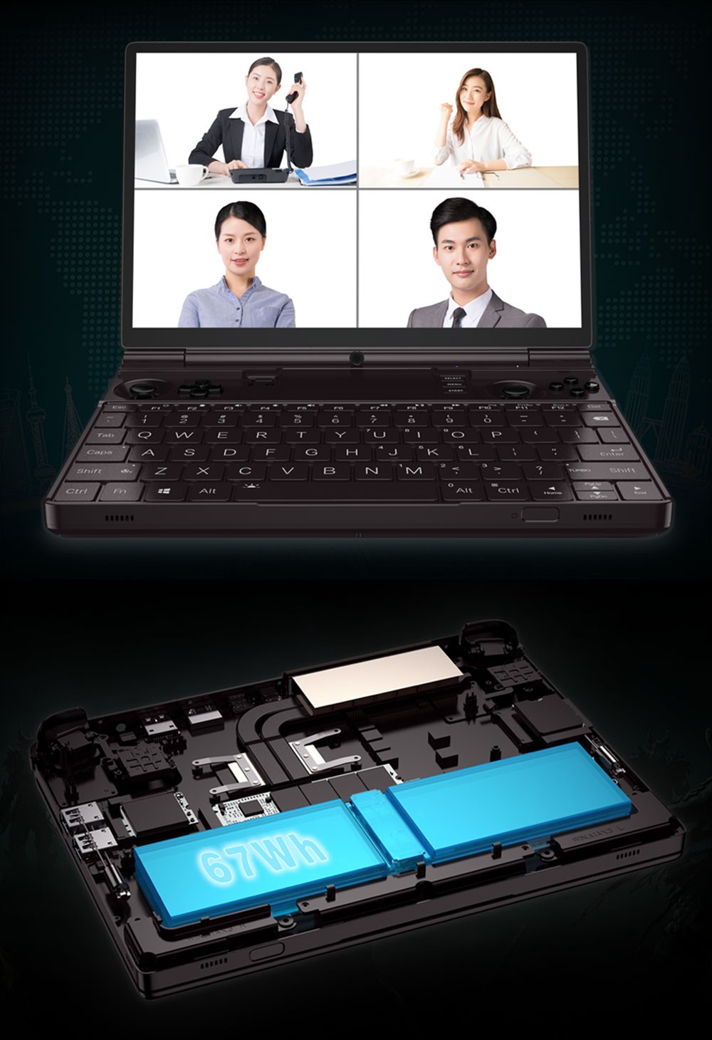 GPD Max 2 2023 Handheld Game Laptop AMD Ryzen 7 7840U Processor up to 5.1GHz, 64GB LPDDR5 2TB SSD Windows 11 WiFI 6 - EU