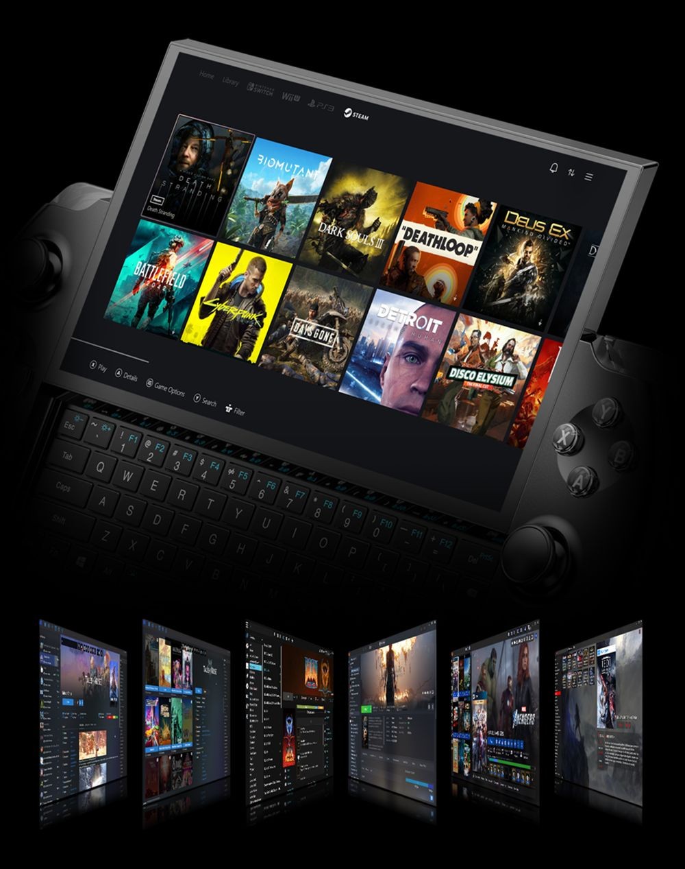 GPD Win 4 Handheld Game Laptop AMD Ryzen 7 7840U Processor up to 5.1GHz, 32GB LPDDR5 512GB SSD Windows 11 5G WiFi - US Black
