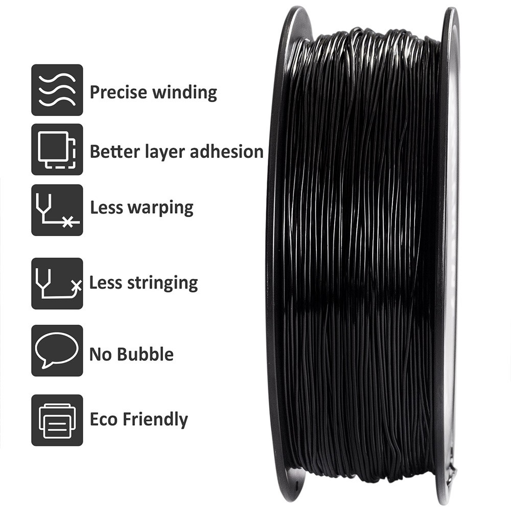 Geeetech TPU Filament for 3D Printer, 1.75mm Dimensional Accuracy +/- 0.03mm 1kg Spool (2.2 lbs) - Black