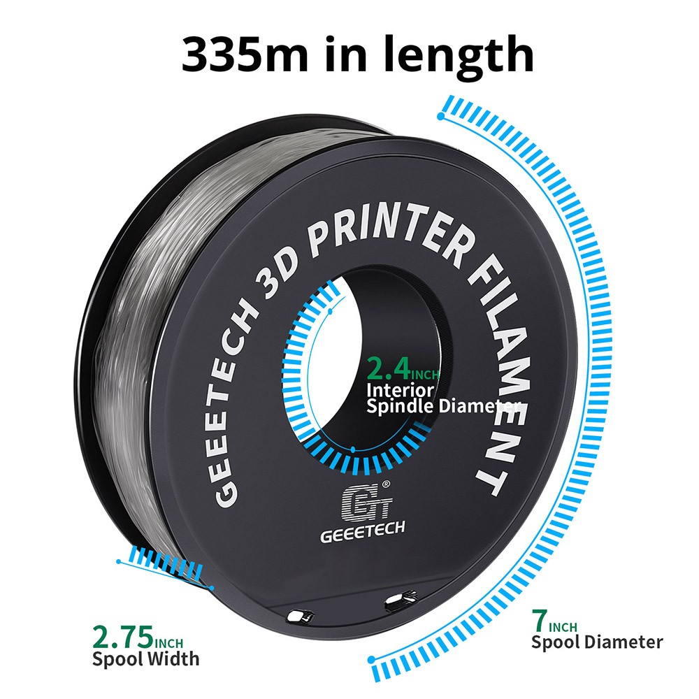 Geeetech TPU Filament pre 3D tlačiareň, 1.75 mm Rozmerová presnosť +/- 0,03 mm 1 kg špirála (2.2 lbs) - Transparent