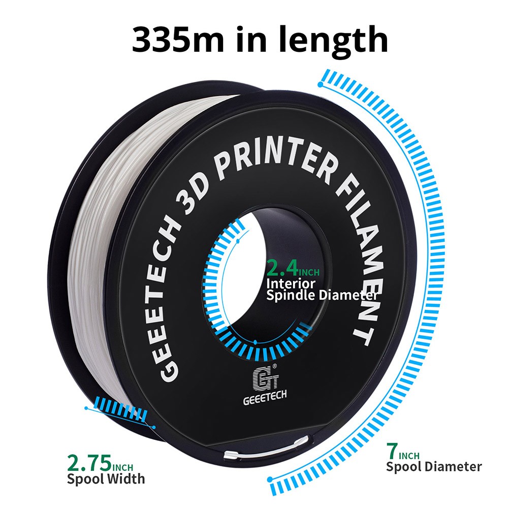Geeetech TPU Filament for 3D Printer, 1.75mm Dimensional Accuracy +/- 0.03mm 1kg Spool (2.2 lbs) - White