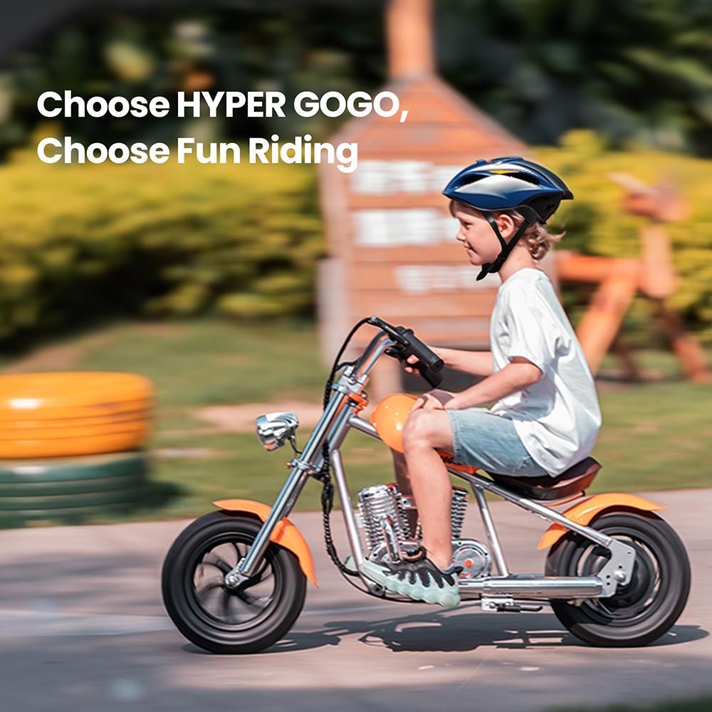 HYPER GOGO Elektrická motorka pre deti s aplikáciou 12'' pneumatiky Bluetooth reproduktor displej s hmlou - modrá