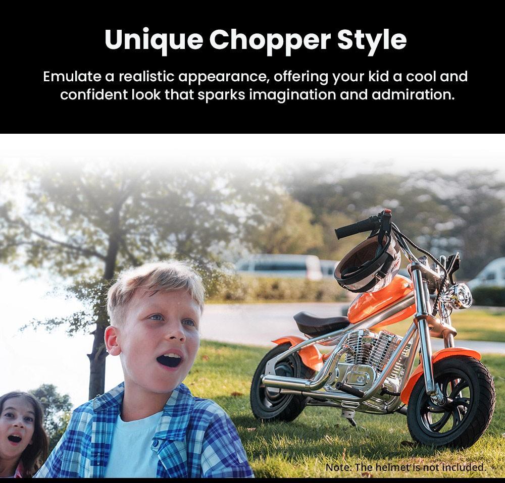 HYPER GOGO Elektrická motorka pre deti s aplikáciou 12'' pneumatiky Bluetooth reproduktor displej s hmlou - oranžová