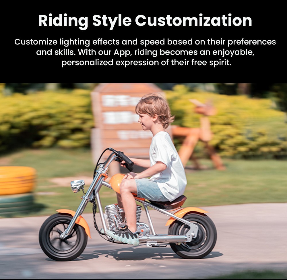 HYPER GOGO Elektrická motorka pre deti s aplikáciou 12'' pneumatiky Bluetooth reproduktor displej s hmlou - zelená