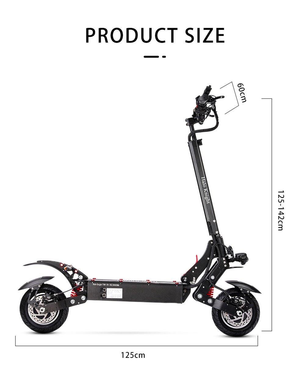 Halo Knight T108 Electric Scooter 10 inch Road Tires 1000W*2 Motor 65km/h Max Speed 52V 28.8Ah batéria Max. dojazd 60km