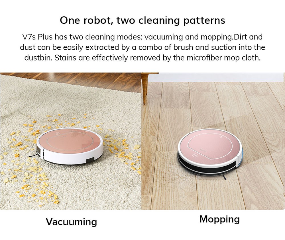 ILIFE V7s Plus Robot Vacuum Cleaner, Vacuuming & Mopping, 300ml Dust Box, 2600mAh Battery, 120min Runtime, i-Dropping Technology, Automatic Obstacle Avoidance