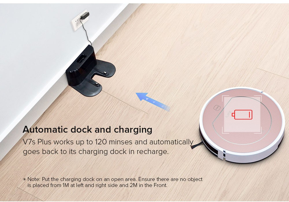 ILIFE V7s Plus Robot Vacuum Cleaner, Vacuuming & Mopping, 300ml Dust Box, 2600mAh Battery, 120min Runtime, i-Dropping Technology, Automatic Obstacle Avoidance