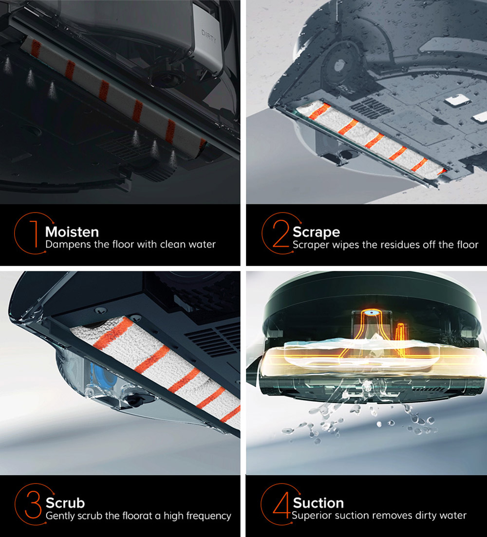 Refurbished ILIFE W400 Floor Washing Robot 1000Pa Suction 900ml Water Tank Gyroscopic Planning 4 Cleaning Mode Obstacle Avoidance Voice Broadcast - Black