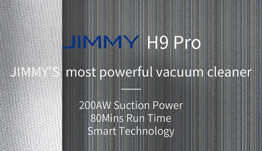 Refurbished JIMMY H9 Pro Mopping Version Handheld Cordless Vacuum Cleaner 2 in 1 Vacuuming Mopping 200AW 25000Pa Powerful Suction, 80 Minutes Run Time, 200ml Water Tank, Auto Power Adjust LED Display Removable Battery With Rechargeable Stand Holder