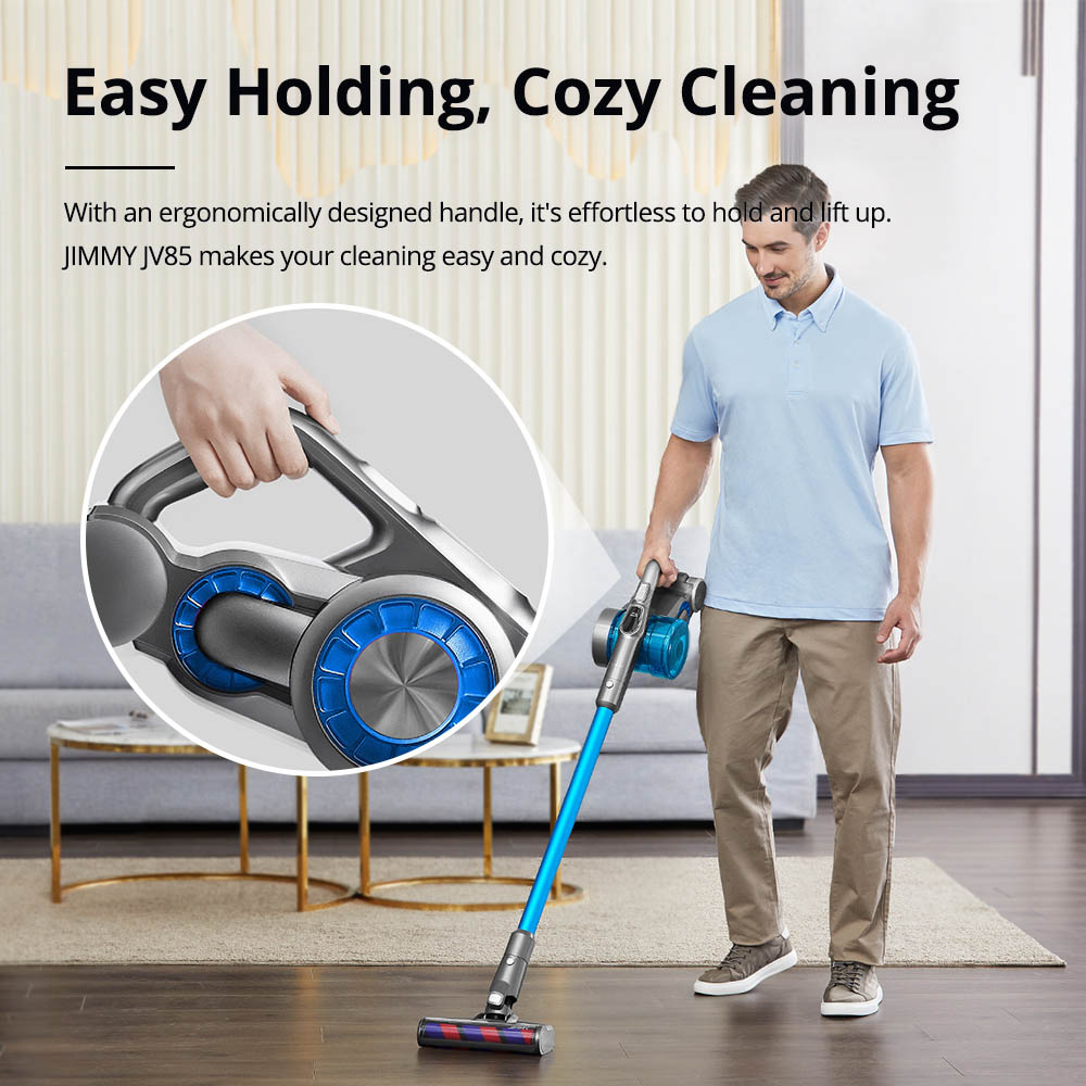 Refurbished JIMMY JV85 Smart Cordless Handheld Vacuum Cleaner 185AW Suction 2500mAh Removable Battery 60 Minutes Running Time 600ml Dust Capacity 3 Modes LED Display - Blue