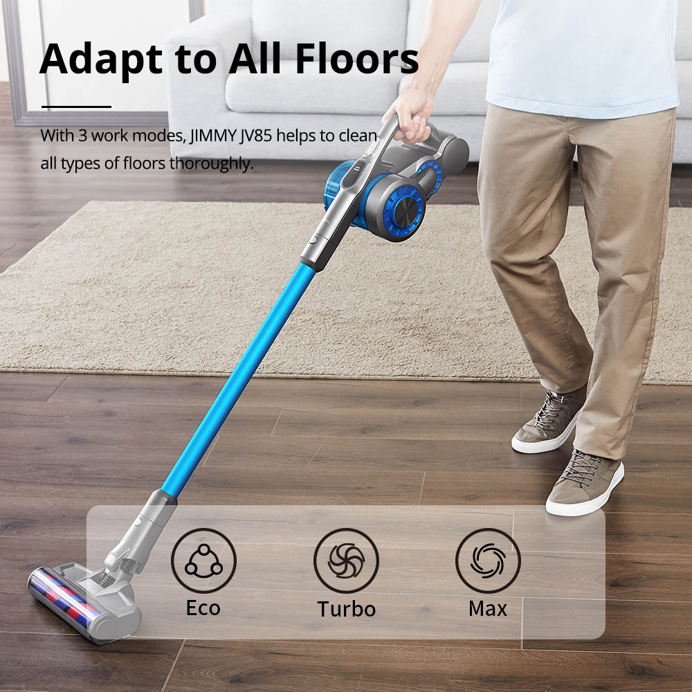 Refurbished JIMMY JV85 Smart Cordless Handheld Vacuum Cleaner 185AW Suction 2500mAh Removable Battery 60 Minutes Running Time 600ml Dust Capacity 3 Modes LED Display - Blue