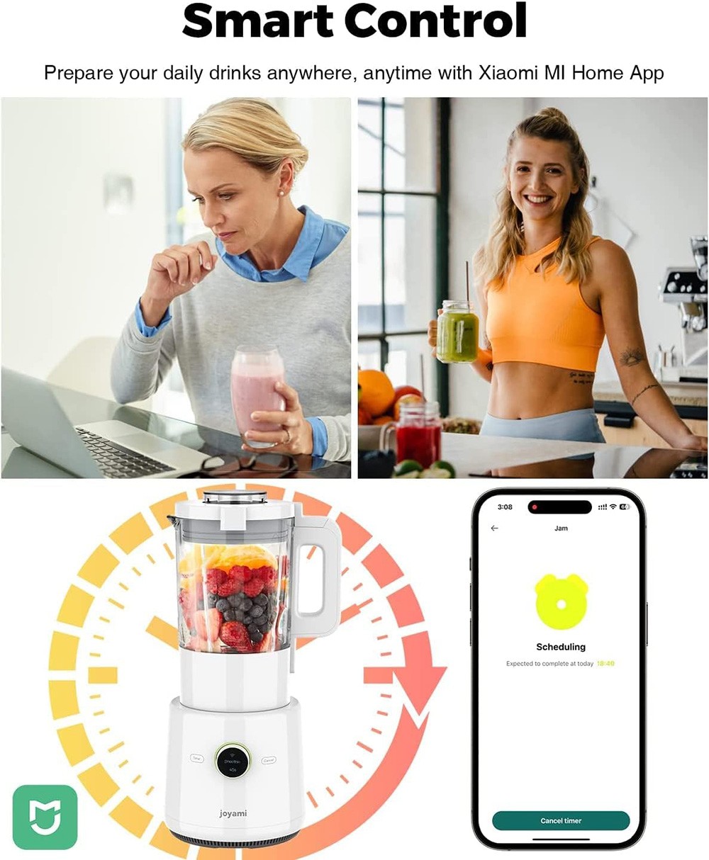 JOYAMI JDD01M Multifunctional Countertop Blender, 1.6L Capacity, 9 Speed, Hot & Cold Functions, Self-Cleaning Smart Stand Mixer, App Control, BPA-Free - White