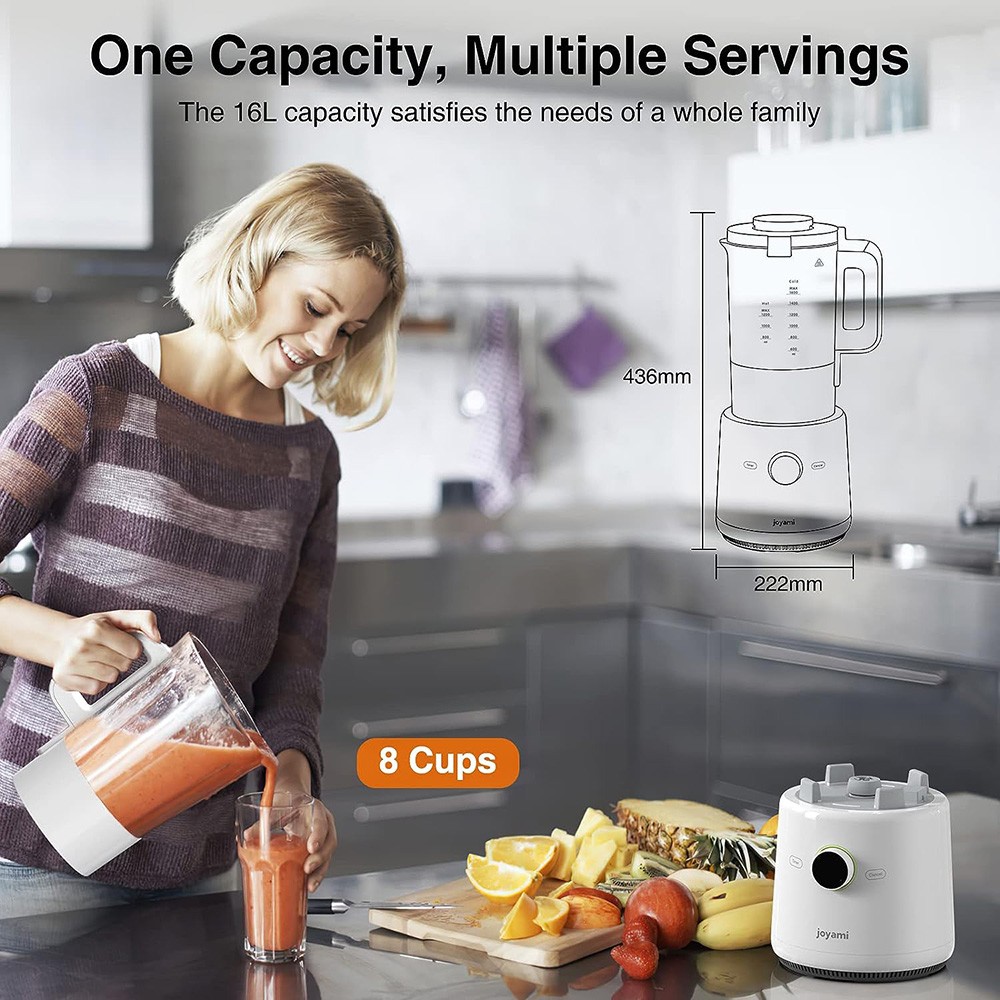 JOYAMI JDD01M Multifunctional Countertop Blender, 1.6L Capacity, 9 Speed, Hot & Cold Functions, Self-Cleaning Smart Stand Mixer, App Control, BPA-Free - White