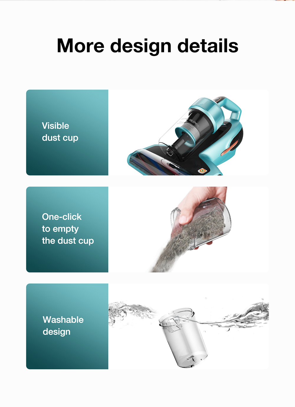 Refurbished JIMMY BX7 Pro Anti-Mite Vacuum Cleaner 700W Powerful Motor UV-C Sterilization Killing 99.99% Bacteria 60 Celsius Constant High-Temperature Intelligent Dust Recognition 3 Modes LED Display for Bed, Pet Hair, Sofa, Clothing - Blue