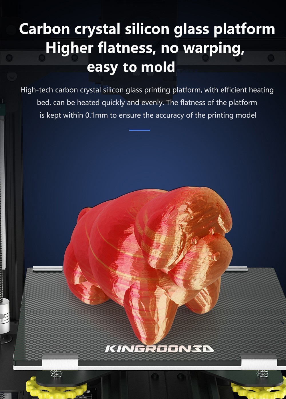 KINGROON KP3S Pro S1 3D Printer, Direct Extruder, 100mm/s Max Printing Speed, Mute Printing, 32-bit Motherboard, Resume Printing, Pre-Assembly, 200*200*200mm