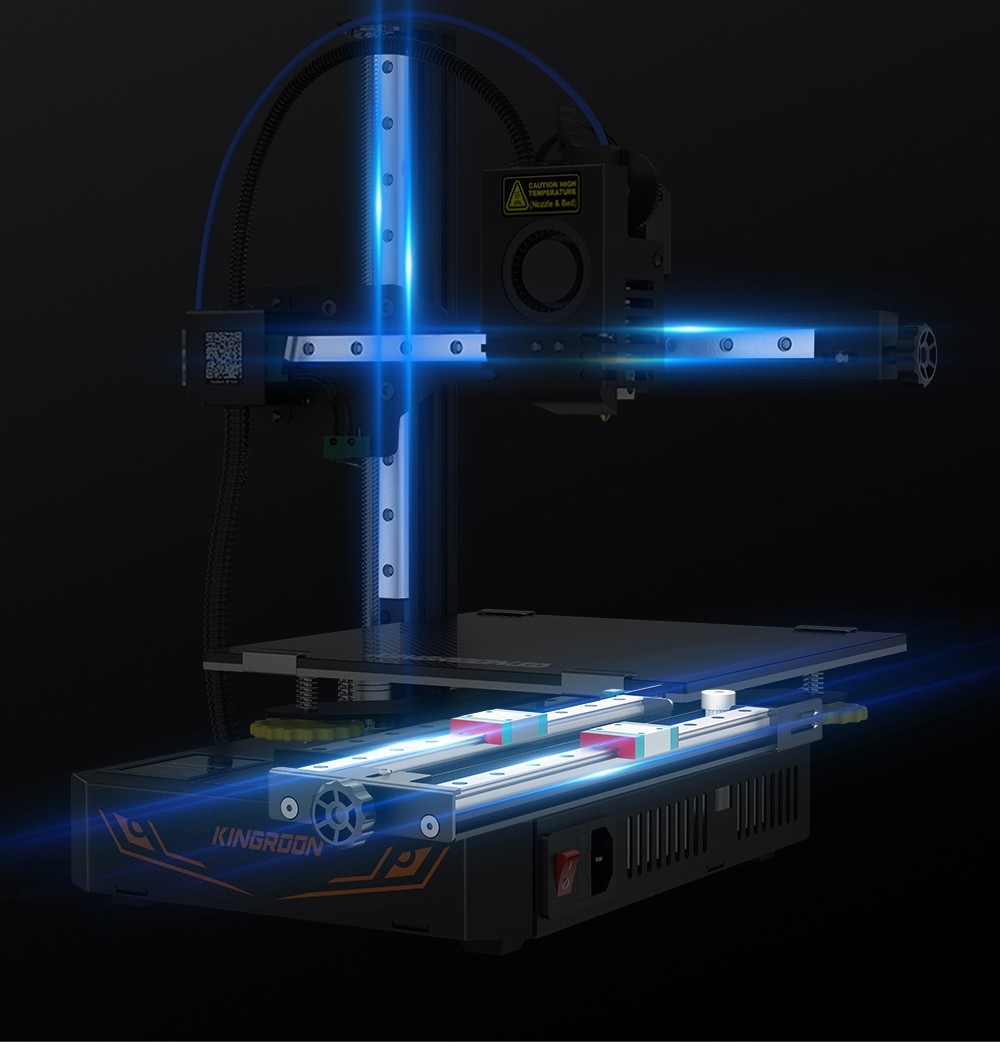 KINGROON KP3S Pro S1 3D Printer, Direct Extruder, 100mm/s Max Printing Speed, Mute Printing, 32-bit Motherboard, Resume Printing, Pre-Assembly, 200*200*200mm