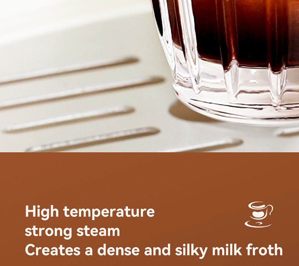 KONKA KKFJ-1203Y Espresso Coffee Machine, 20Bar Pressure, 1.2L Water Tank, Steam Milk Froth, with Temperature Dial, EU Plug - White