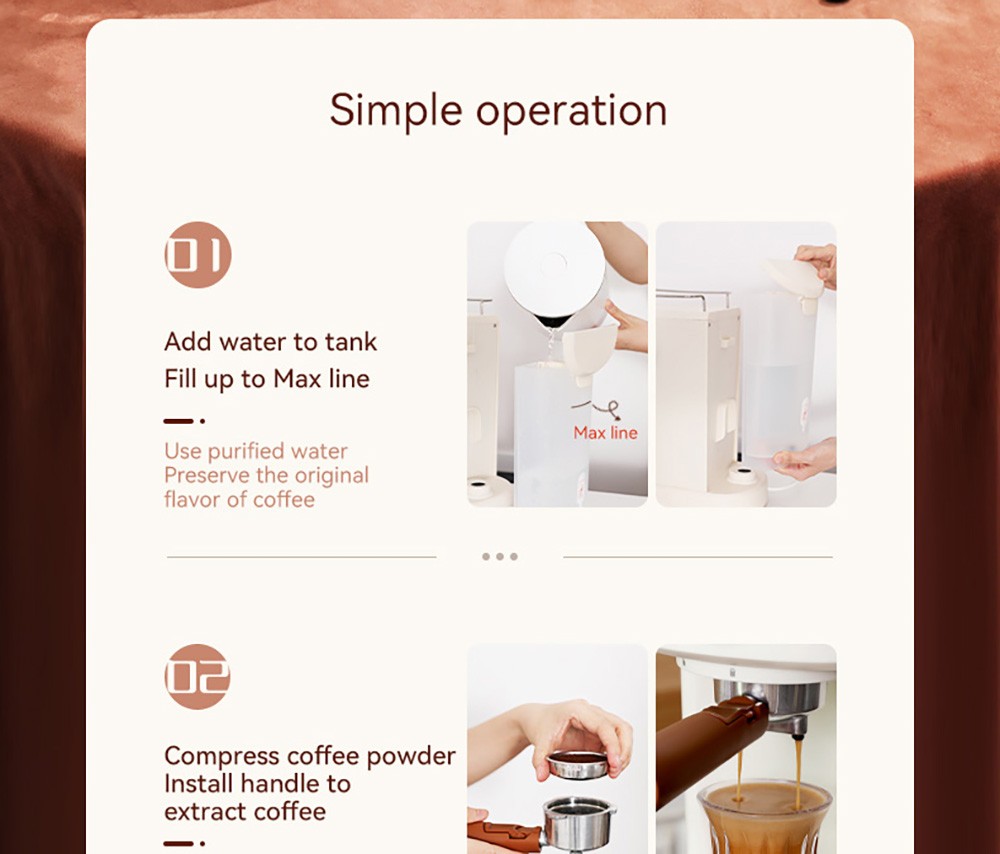 KONKA KKFJ-1203Y Espresso Coffee Machine, 20Bar Pressure, 1.2L Water Tank, Steam Milk Froth, with Temperature Dial, EU Plug - White