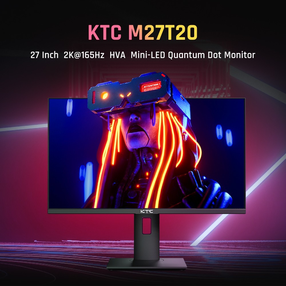 Refurbished KTC M27T20 Gaming Monitor 27 inch 2560x1440 QHD 165Hz Mini LED HVA 3ms Response Time HDMI2.0 DP1.4 Type-C USB KVM