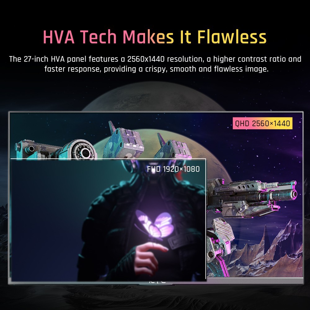 Refurbished KTC M27T20 Gaming Monitor 27 inch 2560x1440 QHD 165Hz Mini LED HVA 3ms Response Time HDMI2.0 DP1.4 Type-C USB KVM